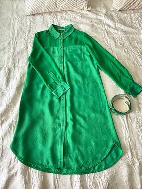 Women's Green Button-Down Shirt Dress